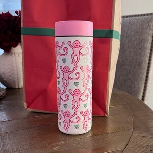 Starbucks roller rabbit Pink and White Tumbler with Monkey Design